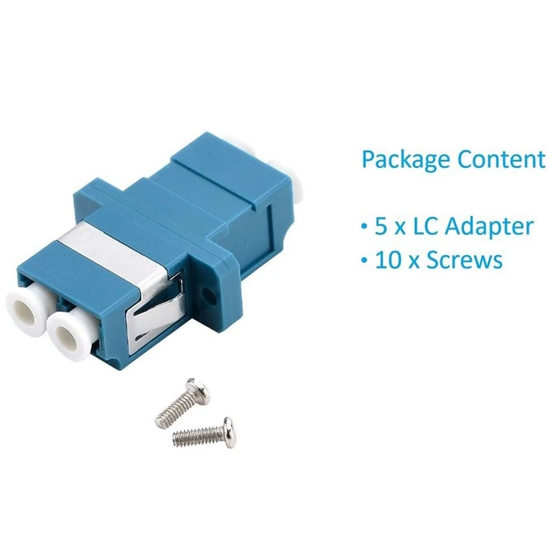 LC Fiber Optic Adapter - LC To LC Duplex Singlemode Coupler - 5 Pack - Blue