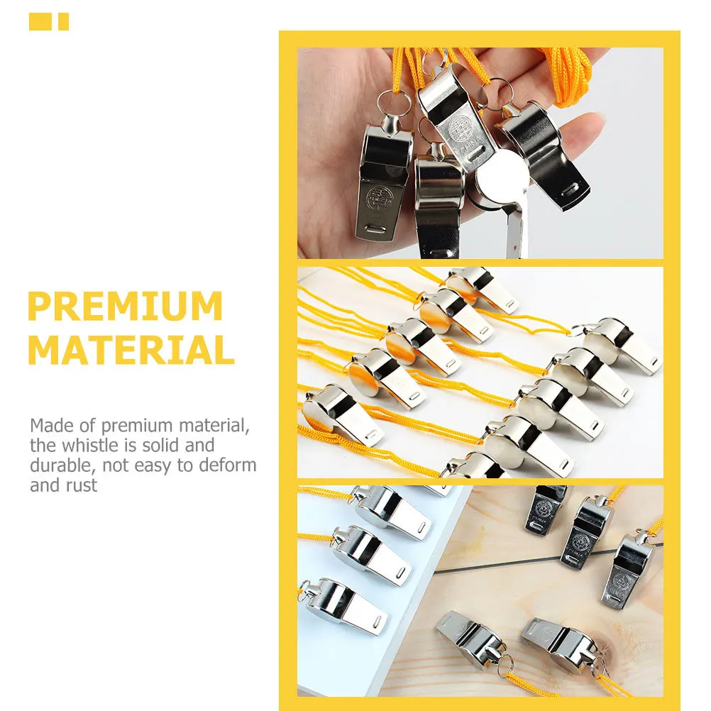 12pcs Metal Whistle Emergency Survival Loud Whistle For Outdoor Camping Hiking Sports Referee Keychain Pendant Decor