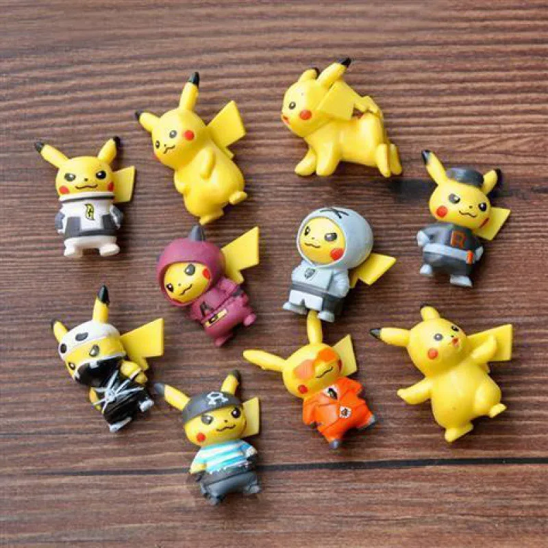 10pcs/set Pikachued Mini Figures Pvc Action Figures Cartoon Super Mini Ninja Pikachu Series Children\'s Toys Christmas Gift