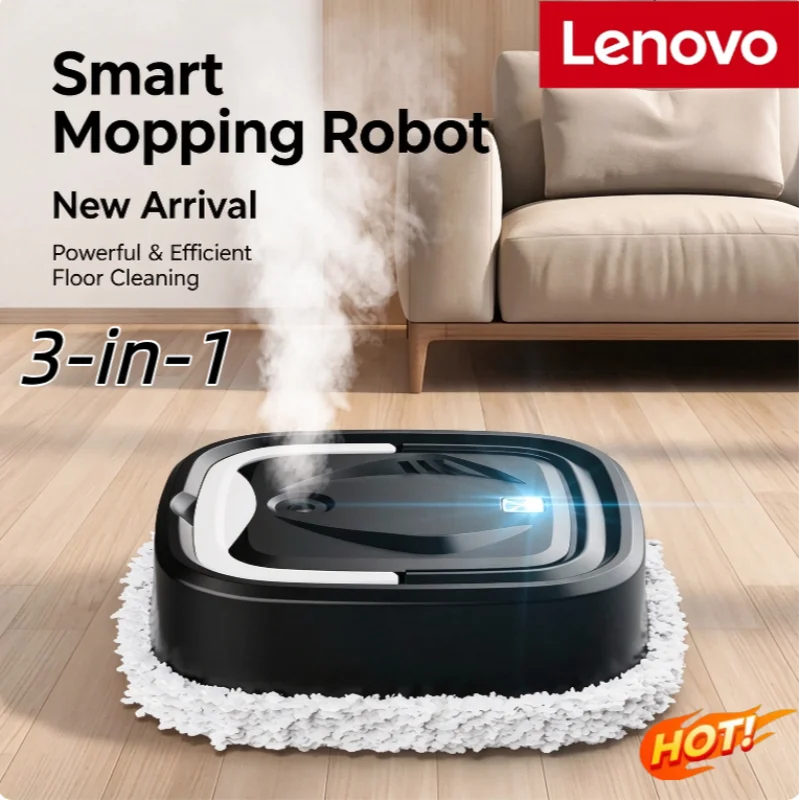 Lenovo Robot Mopping Machine 3-in-1 Floor Cleaner with Spray Humidifier Dry Wet Use USB Intelligent Home Cleaning Tool New 2027