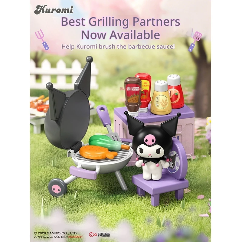 

Sanrio Kuromi Barbecue Party Play Home Children's Toys Girl Elementary School Mini Simulation Food Play