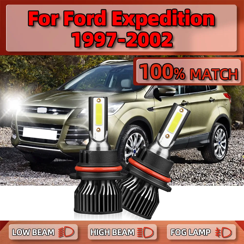 

2Pcs LED Car Headlight Bulbs 20000LM High Low Beam Auto Head Lamps 12V For Ford Expedition 1997 1998 1999 2000 2001 2002