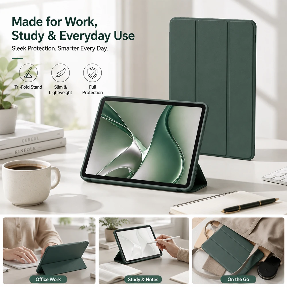 For Samsung Galaxy Tab A9 Case 8.7inch 2023 And A11 8.7 Case 2025 Slim TriFold Stand TPU Soft Back Cover Tablet Cases SM-X110