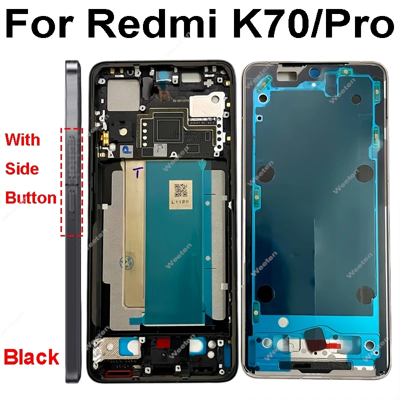 ل Xiaomi Redmi K70 K70E Pro شاشة الكريستال السائل غطاء إطاري الشاشة مع أزرار جانبية الكابلات المرنة الأوسط غطاء إطاري حامل الحافة أجزاء #2