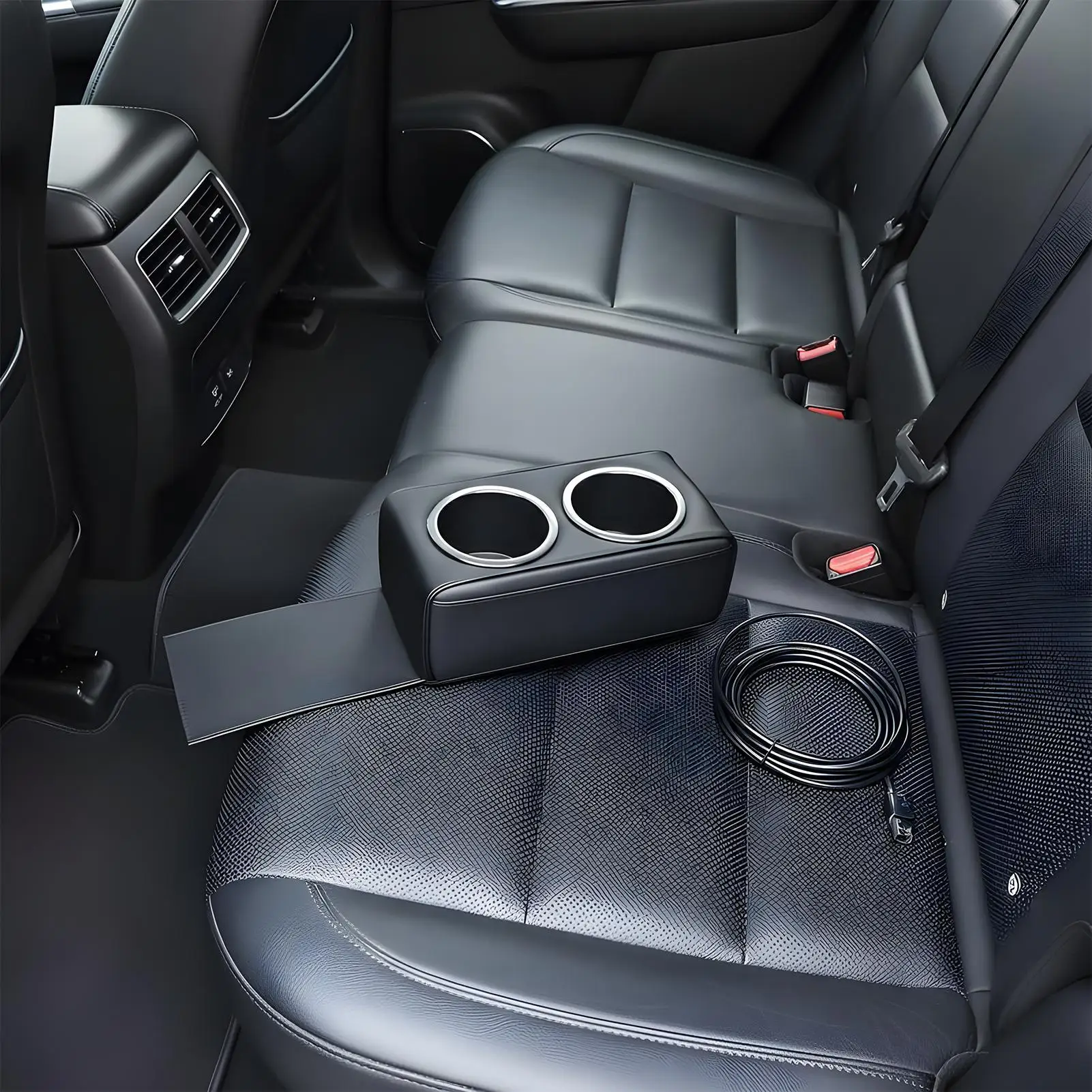 Car Rear Backseat Organizer PU Leather Beverage Cup Holder Home Sofa Couch Drink Holder For Cell Phone Snack Water Bottle