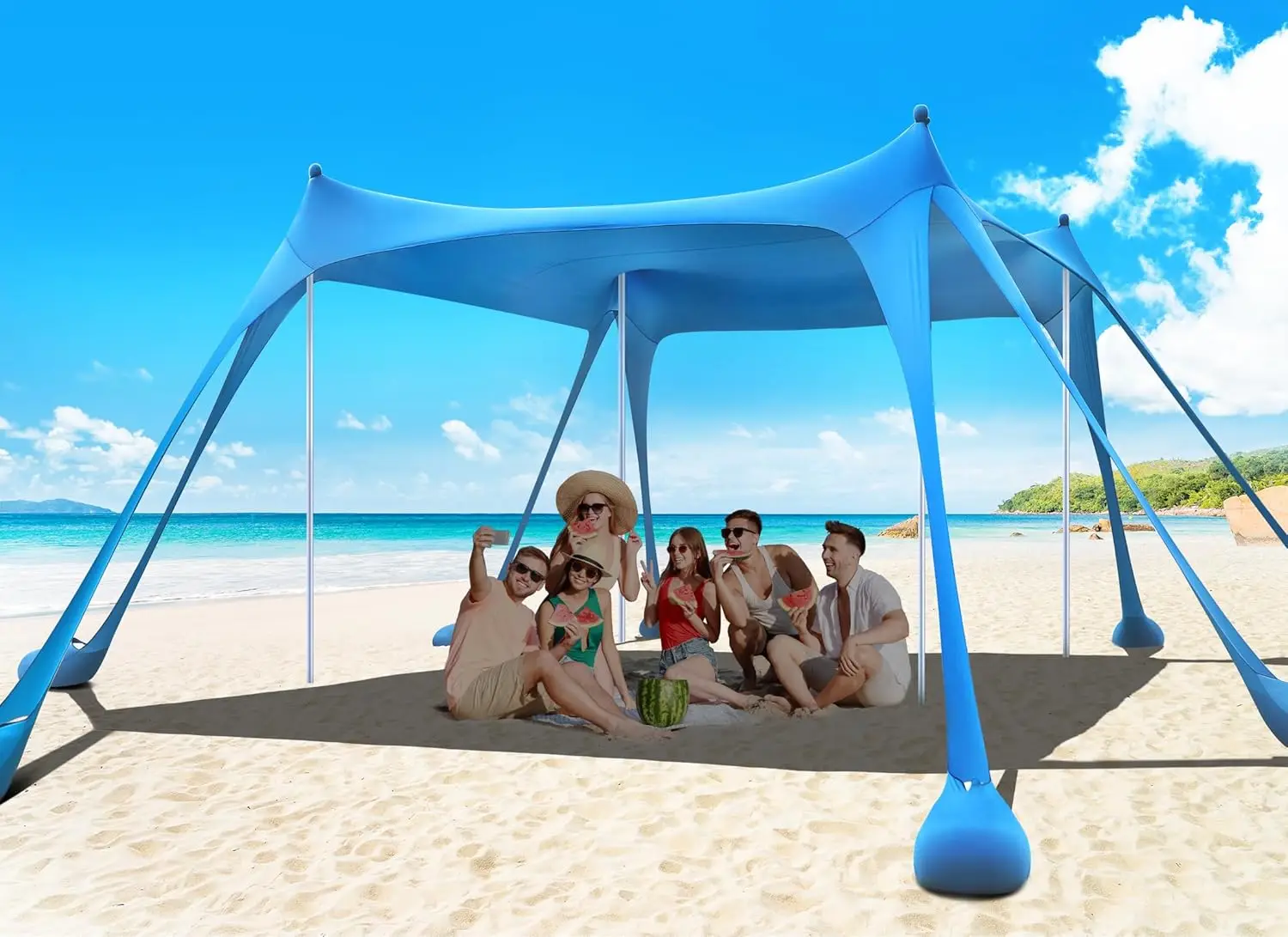 

Sand Shovels, Ground Pegs & Stability Poles, Outdoor Shade Beach Canopy for Camping Trips, Fishing, Backyard Fun or Picnics