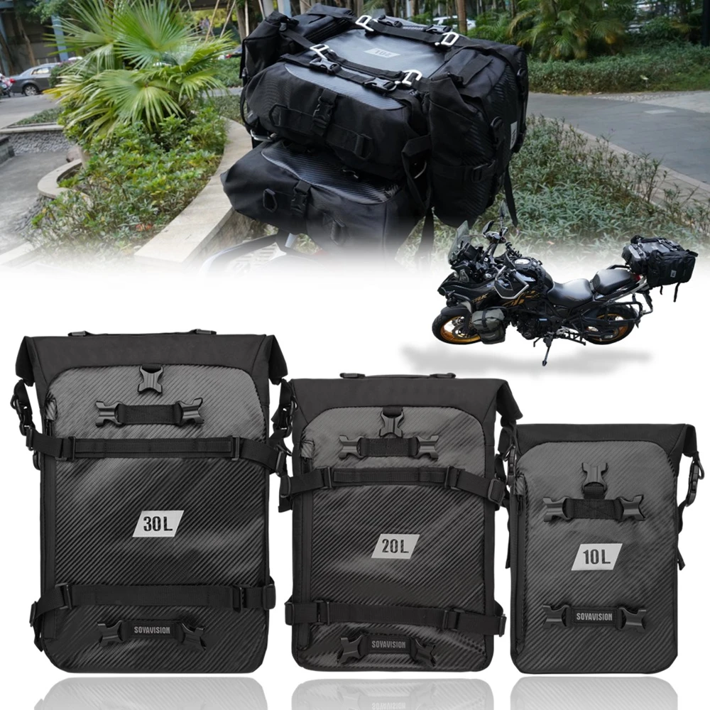 Motorcycle Back Seat Bag 10/20/30L Waterproof Multifunctional Saddle Side Luggage Bag cycling backpack Universal Saddle bag