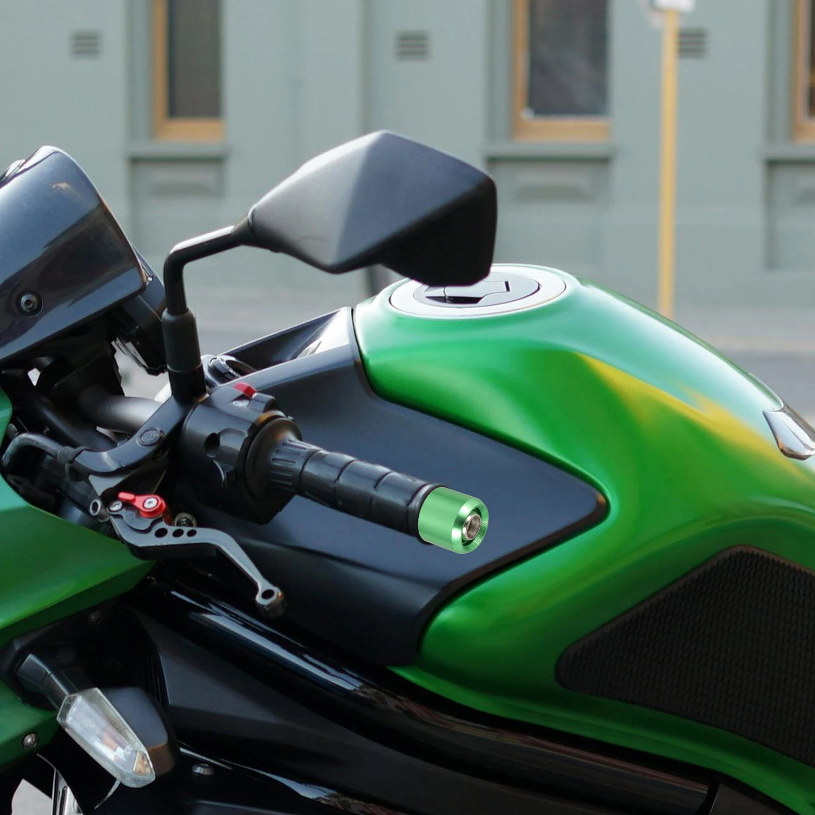 

Green CNC bar End Plugs Cycling H Bar Ends H Caps for Electric Bike Protective Grips Pair Motorcycle Bar Ends