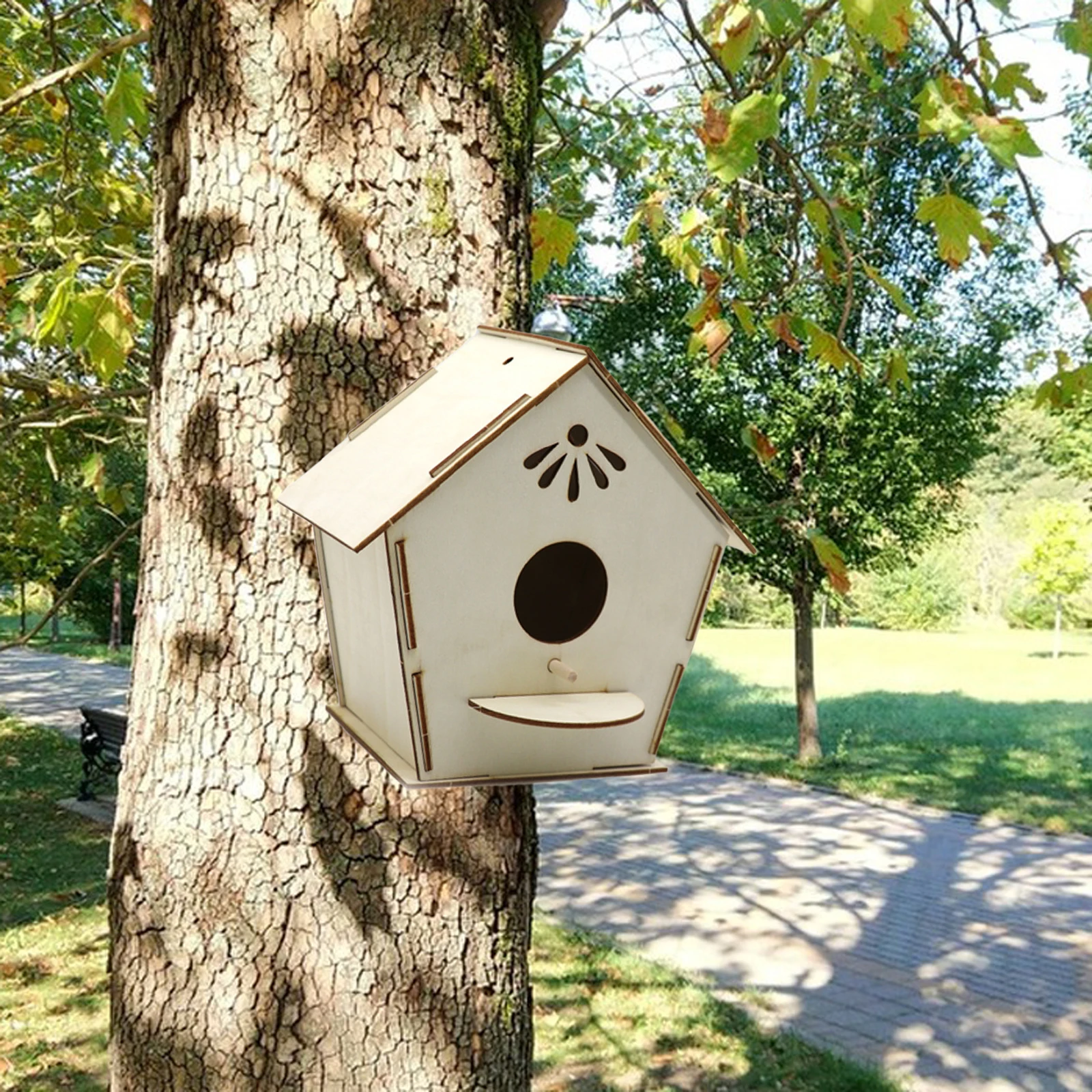 DIY Handmade Wood Bird Nest House Graffiti Wooden Bird Nest Bird Cage Outdoor Hanging Outdoor Bird House For Hummingbird