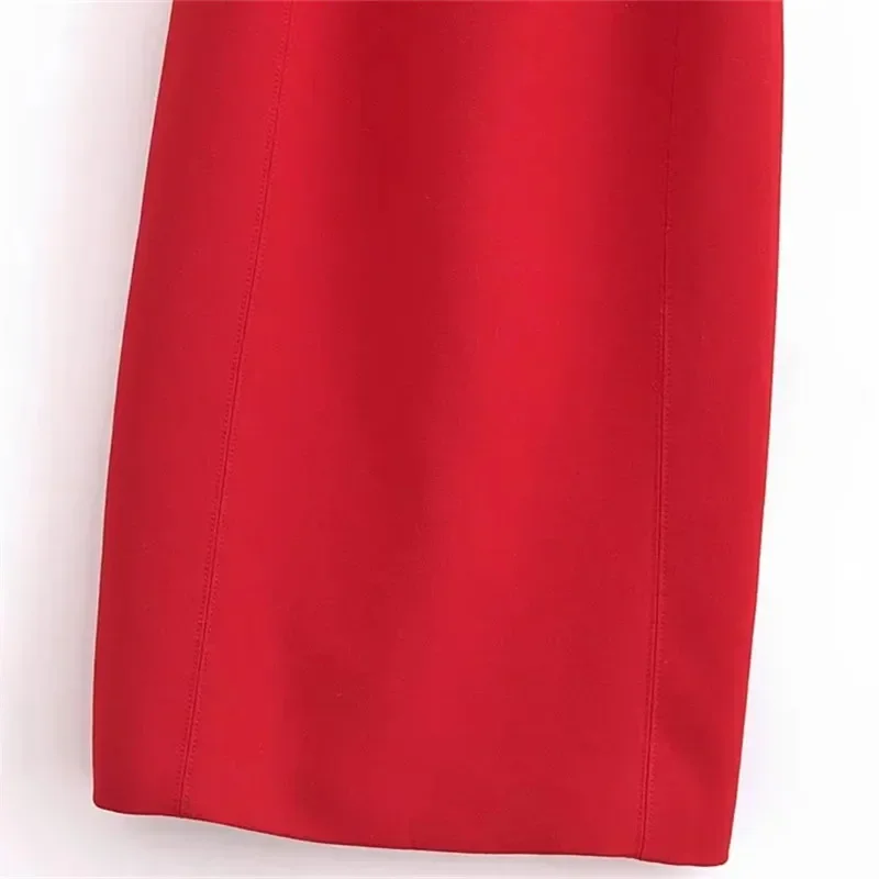 TRAF Tank Red Midi Dress Woman Sleeveless Long Dresses For Women Casual Simple And Elegant Formal Dress Slit Party New Dresses