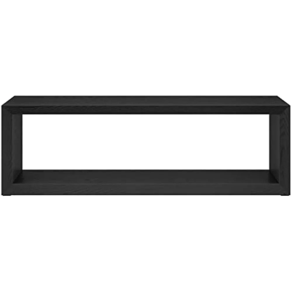 58" Wide Rectangular Coffee Table in Black Grain, for Home, Living Room, Bedroom