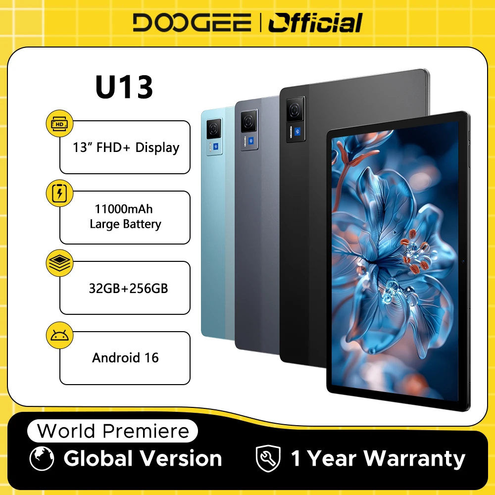 Глобальная версия DOOGEE U13 Планшетный ПК Android 16 Gemini AI 13-дюймовый экран FHD+ 32 ГБ ОЗУ 256 ГБ 11000 мАч Большая батарея Smart Pad Глобальная версия DOOGEE U13 Планшетный ПК Android 16 Gemini AI 13-дюймовый экран FHD+ 32 ГБ ОЗУ 256 ГБ 11000 мАч Большая батарея Smart Pad