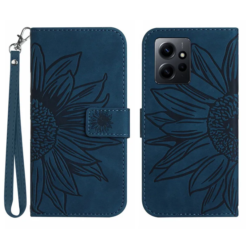 Sun Flower Flip Cover Case on For Xiaomi Redmi Note 12 Turbo 12S 12C Note12 Pro+ 12Pro Plus 5G Leather Cases Pattern Phone Shell