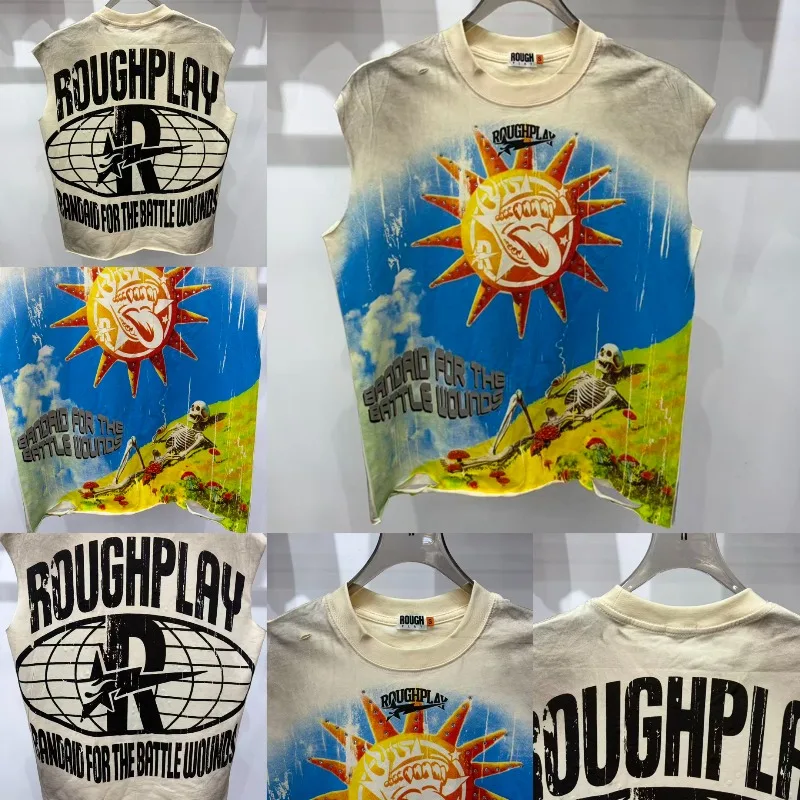 26SS New High-Quality Cotton Rough Play T-Shirt Skull Pattern Print Sleeveless T-Shirt Stock