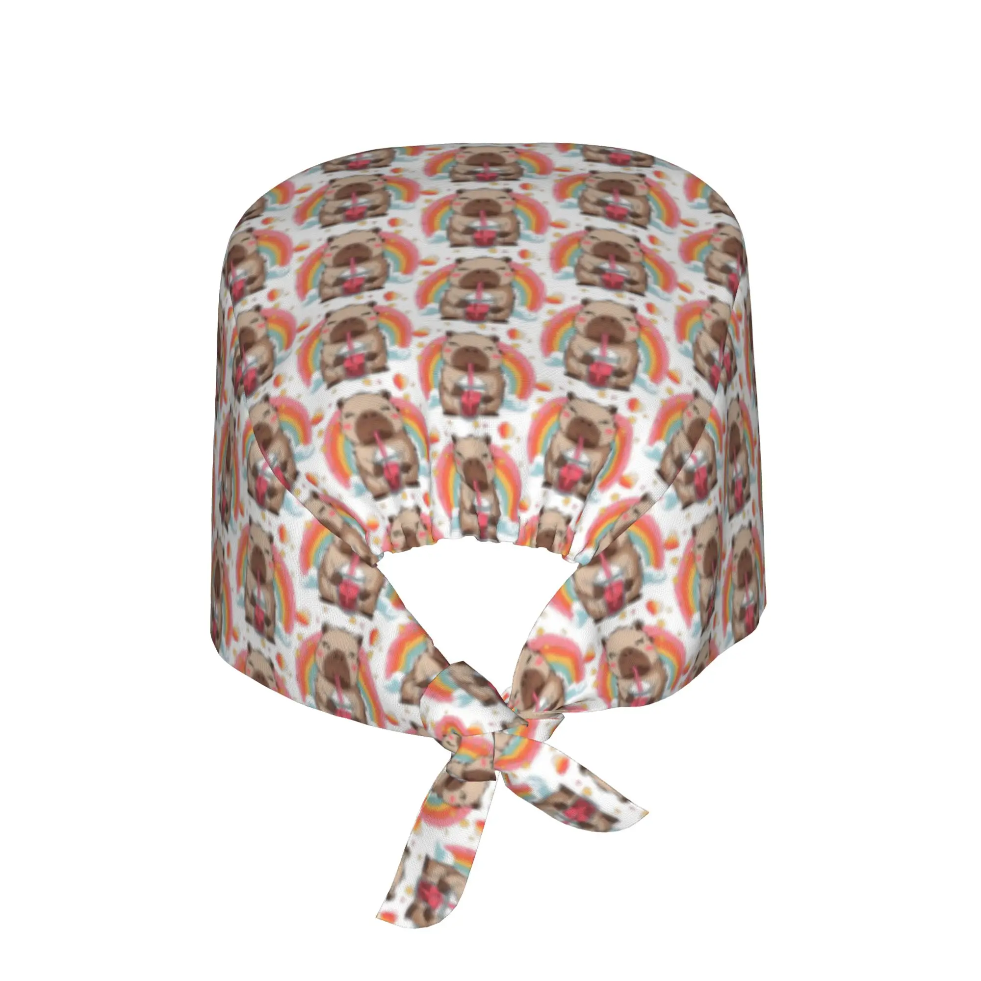 Funny Colourful Creative Capybara Printed  Medical Staff Scrubs Hat Unisex  For Chef Hat Scrub Caps