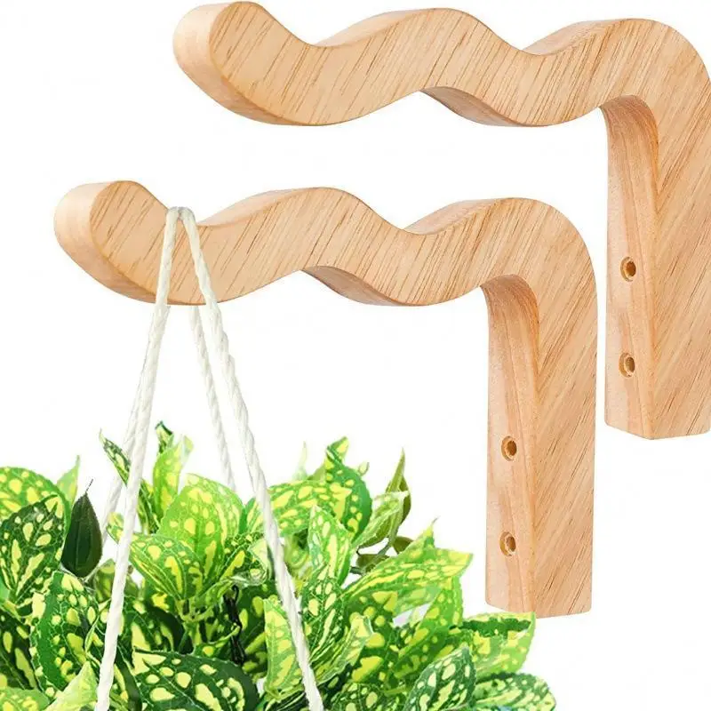 Natural Wood Wall Plant Hanger Unique Gift for Gardeners Sturdy Hanging Flower Pot Hook for Home Wall Decor