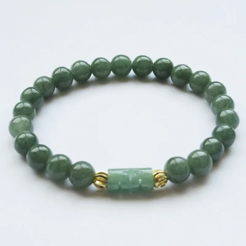 

Natural Healing Gem Green Nephrite Jades Stone Beads Bracelets For Women and Men Strand Meditation Jewelry