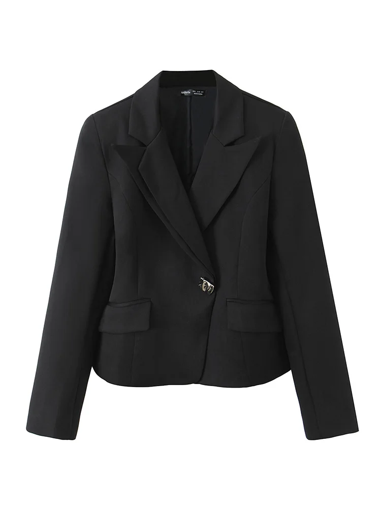 

HH Women Fashion Versatile Lapel Single-Breasted Flip Cover Decoration Blazer Female Winter Casual Long Sleeve Splice Jacket