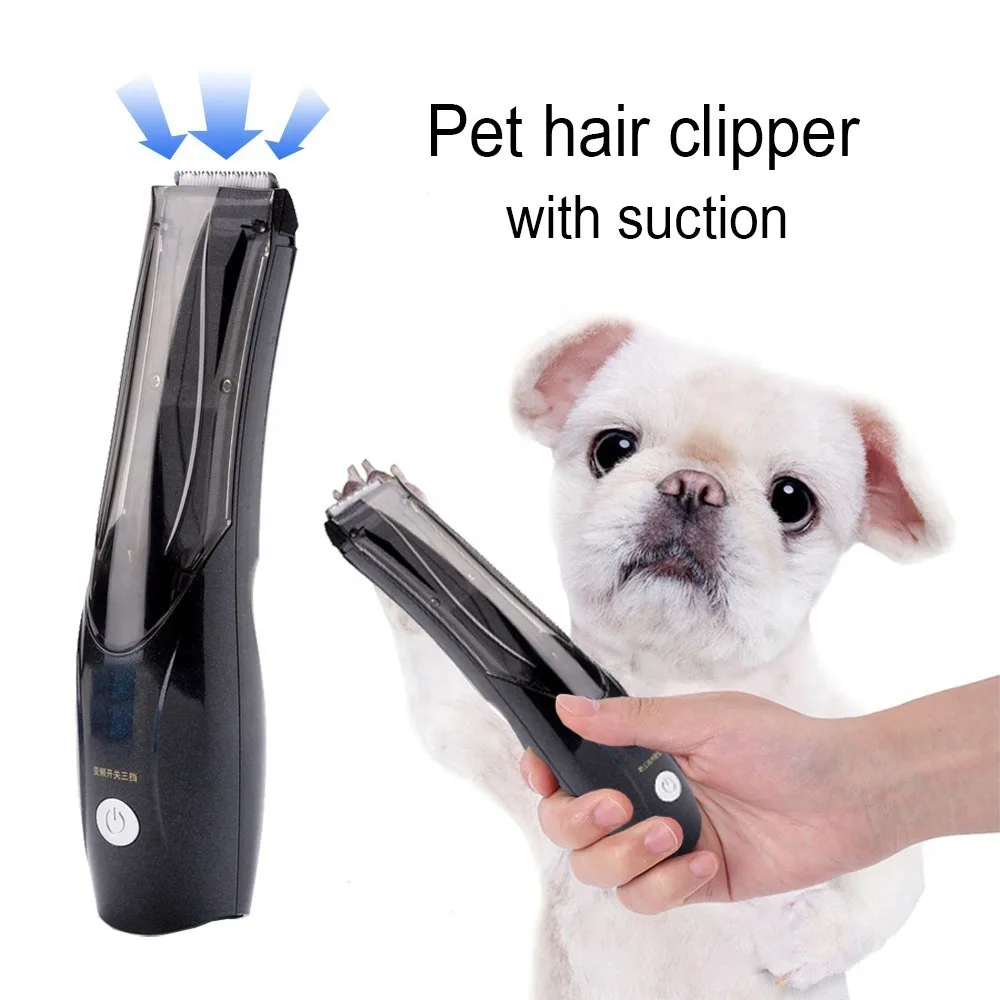 Pet Vacuum Hair Clipper With Suction USB Rechargeable Electric Dog Cat Hair Trimmer Low Noise Pet Hair Remover Grooming Tool