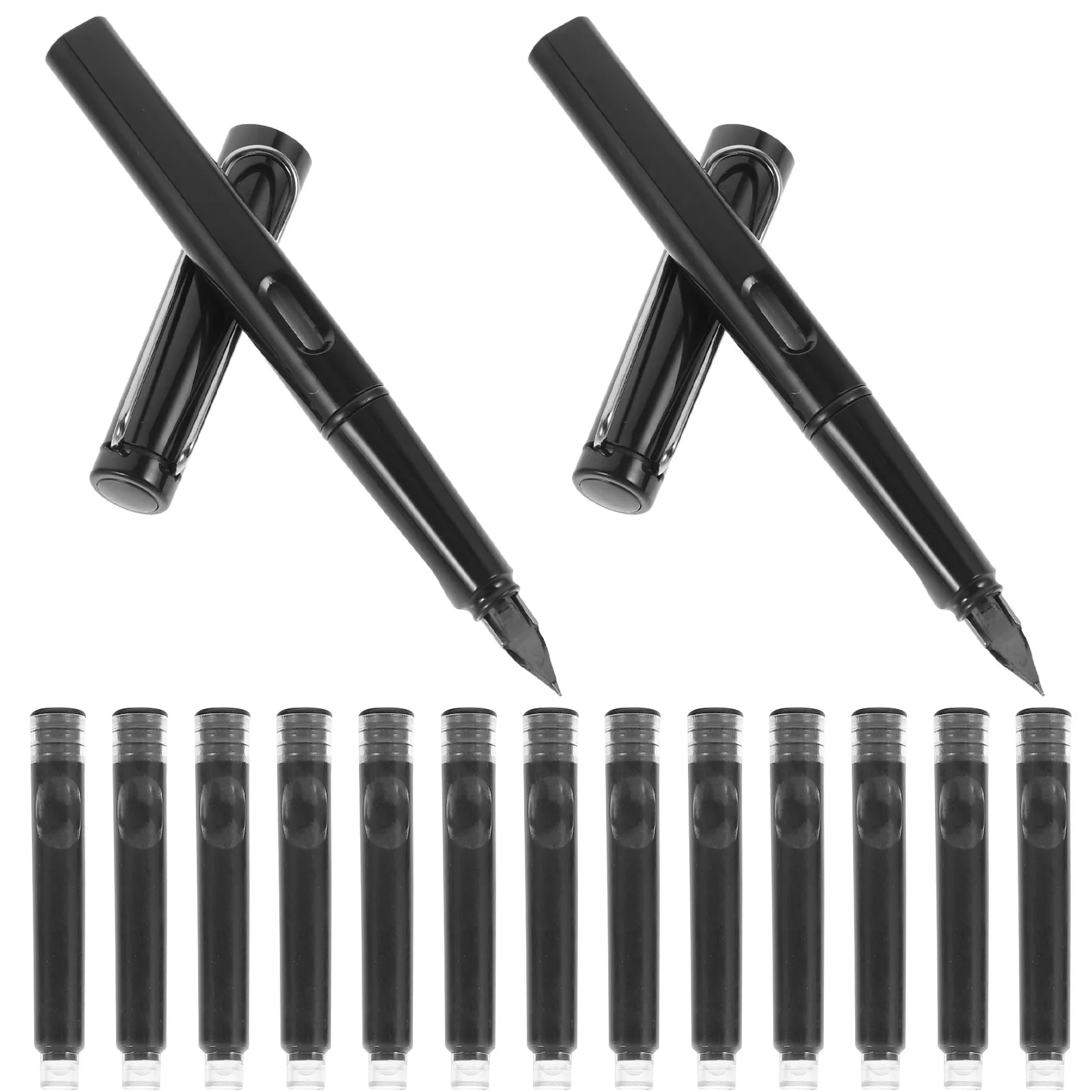 

1 set Fountain Pen Ink Cartridge Set Compact Lightweight Fine Tip Steel Nib Writing Instrument Abs Carbon Design For