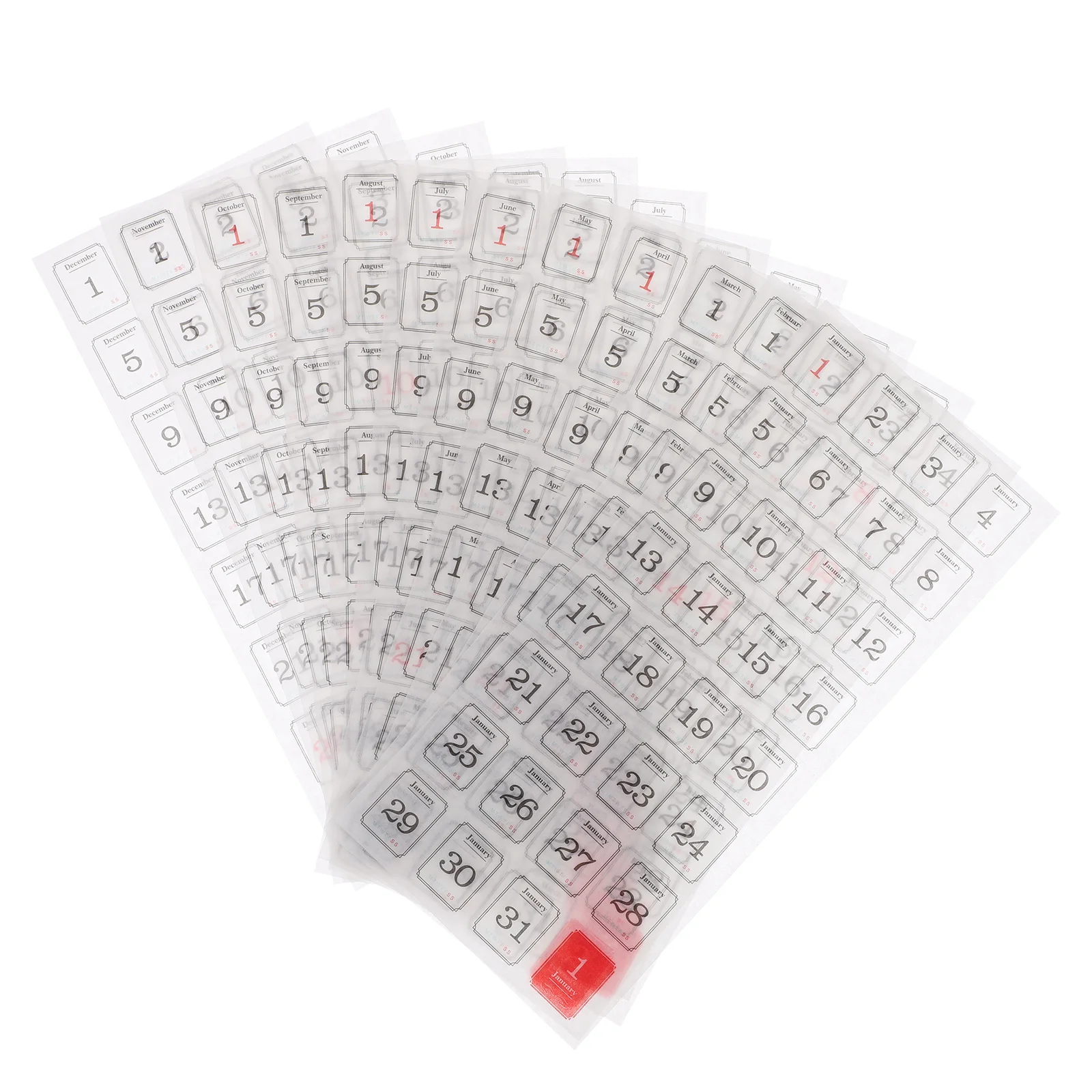 

1Set Monthly Calendar Stickers Permanent Adhesive Date Tags for Journal Scrapbook Handbooks Accounting Trackers Creative Planner