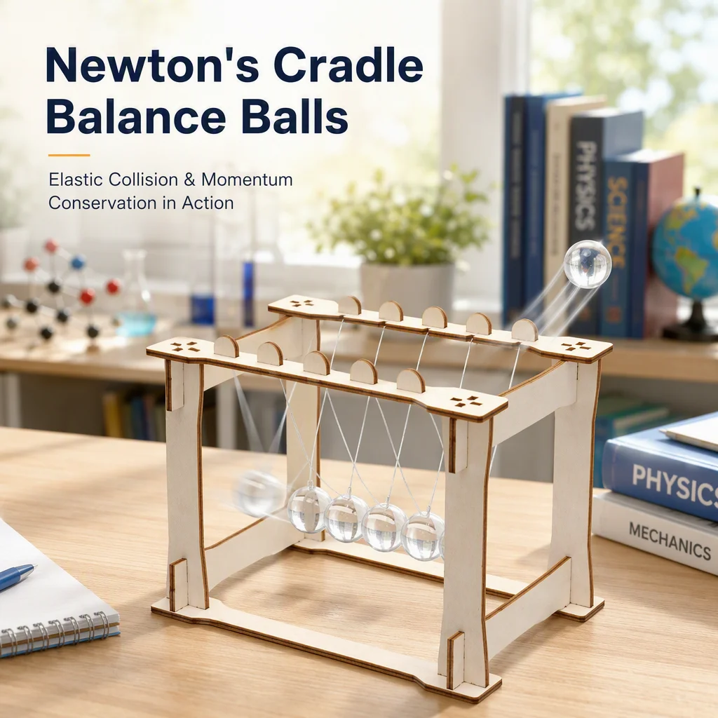 DIY Newton's Cradle Model Science Experiment Kit Kids Handmade Assembly Toy Physical Energy Conservation Principle Education