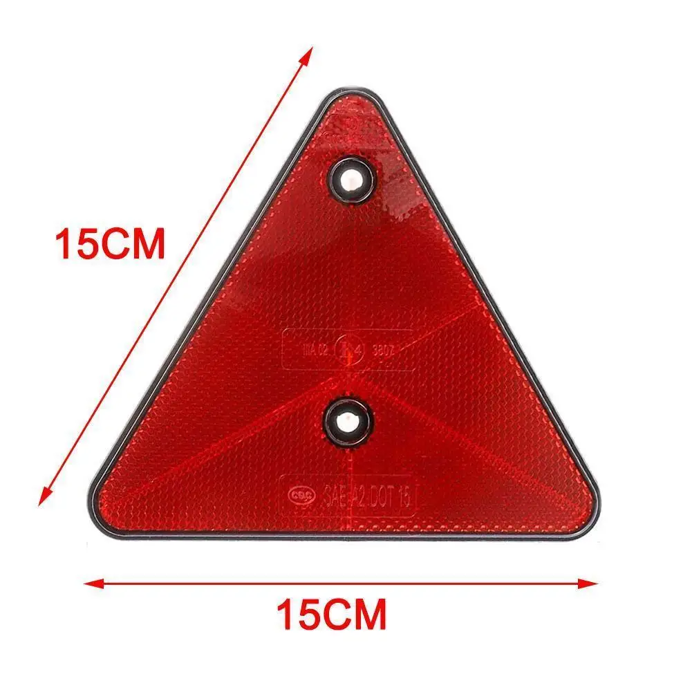Red Trailer Triangle Reflectors Rear Reflectors Back Strips Marker Warning Reflective Sign Warning Light for Truck Plate Auto