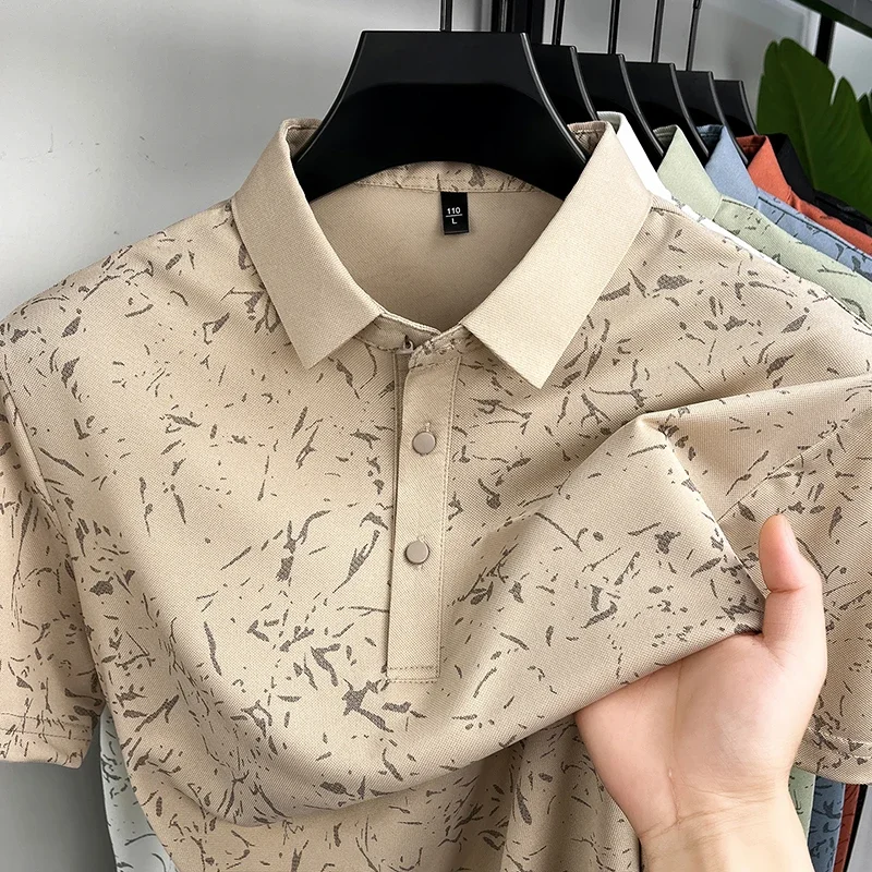 Herren Polo-Shirts mit Abstraktem Muster Kurzarm Casual Business Golf-Shirt Atmungsaktiv Schnelltrocknend Leichtgewichtig Sommer-Oberteile für Männer