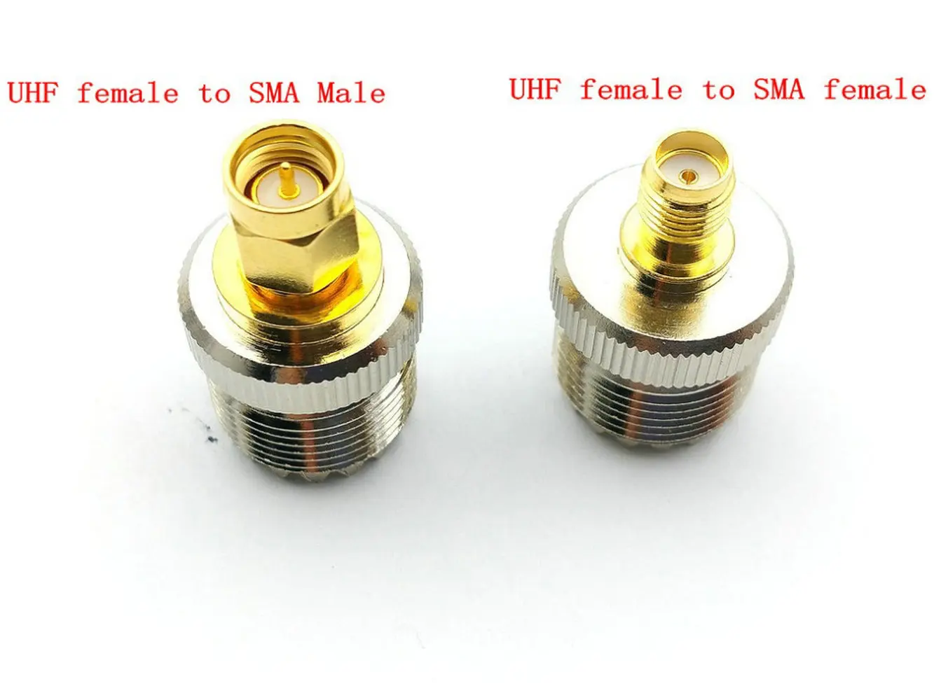 100PCS brass UHF SO-239 female jack to SMA female/SMA Male Plug  RF adapter connector