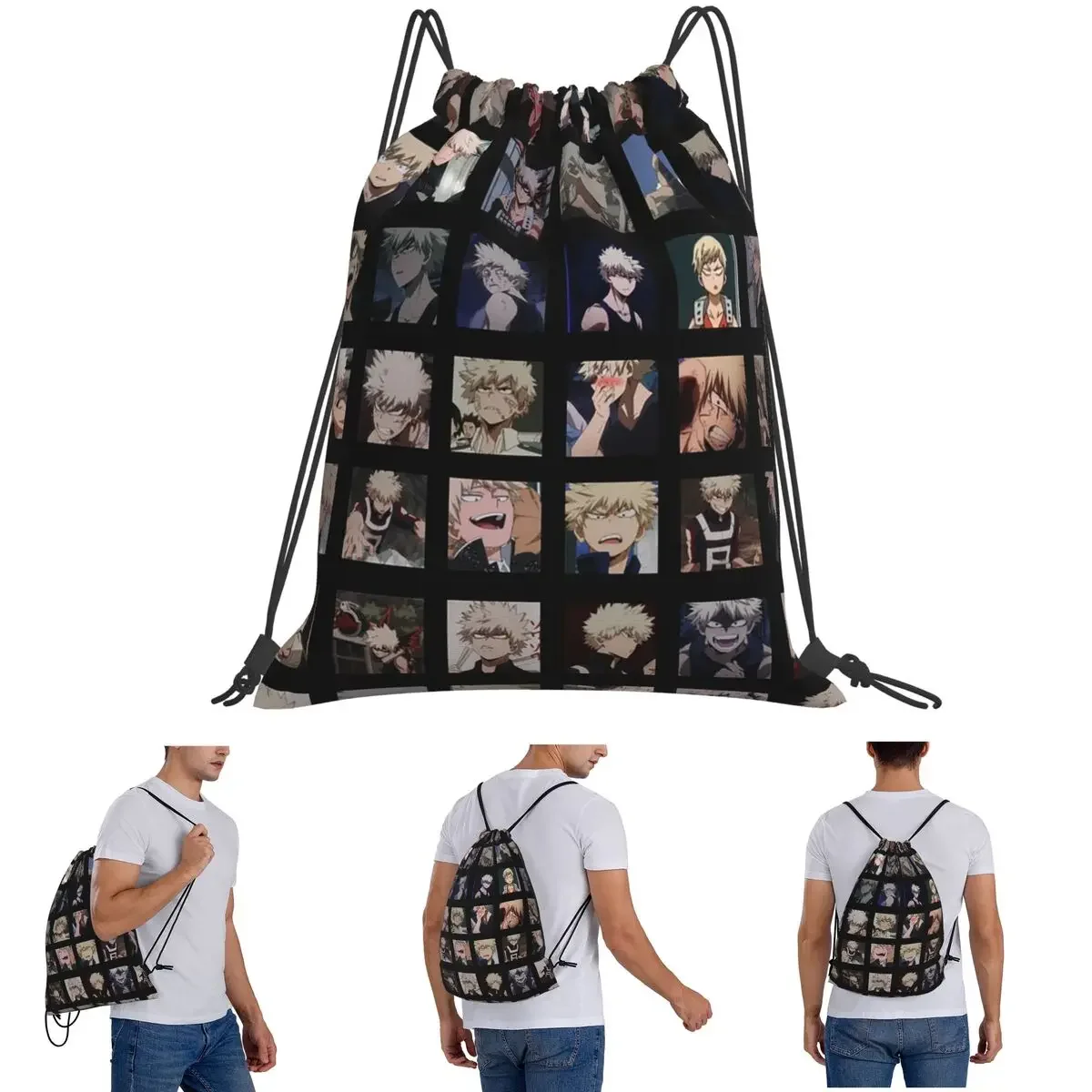 

Бакуго Кацуки, рюкзаки My Hero Academia, модные портативные карманные спортивные сумки на шнурке, сумки для книг для студентов-путешествий
