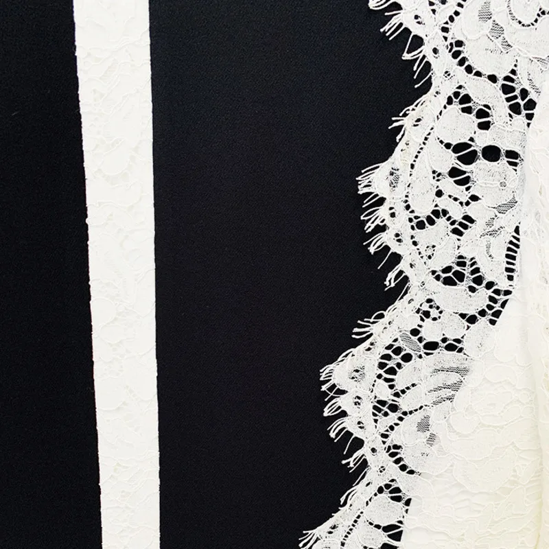 HKSH خريف جديد إمرأة المد شيك أنيق موضة زر واحد المرقعة الدانتيل التباين اللون الخصر Cinching جيب السترة HK7609