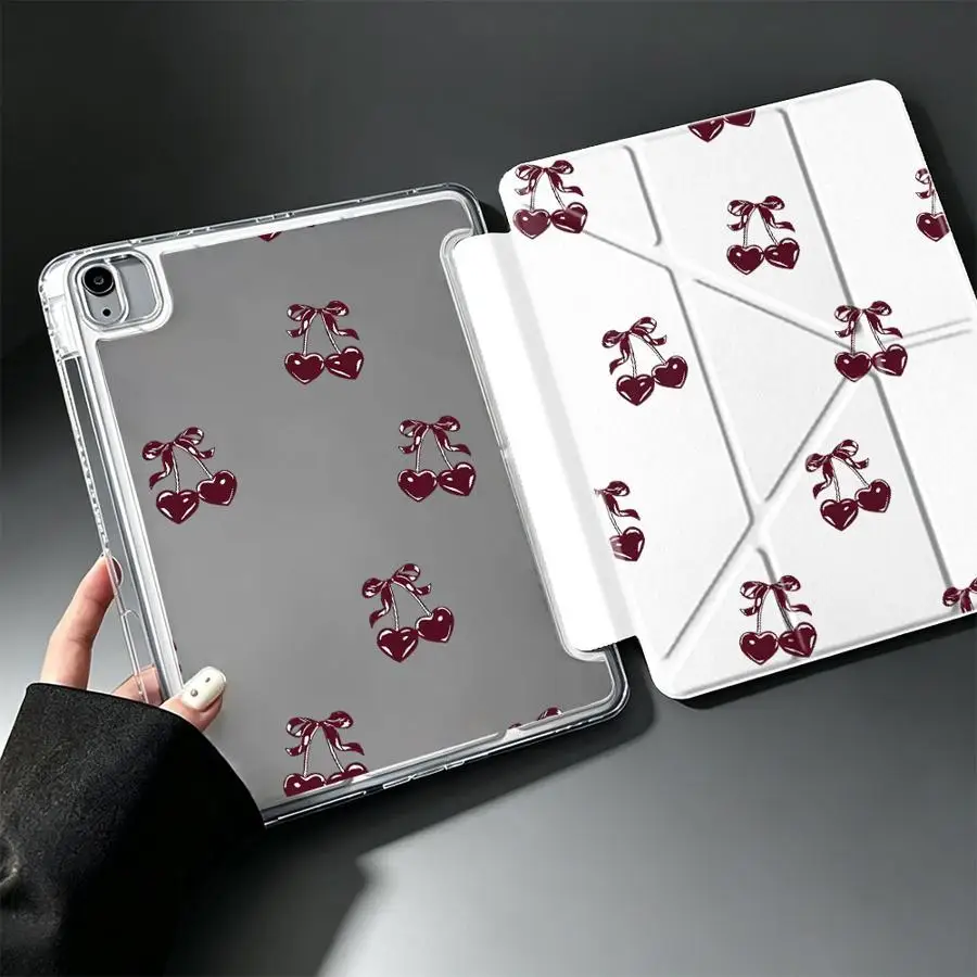 With Pen Slot Cover Tablet Case For iPad 11th 12th 9th 10th Gen Mini 7 6 5 Pro 13 2025 2026 Air 8 M2 M3 3 Cherry Allover Print