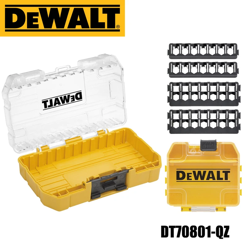 DEWALT Original DT70801 custodia rigida custodia trasparente coperchio rimovibile vassoio impilabile viti portaoggetti punte porta accessori