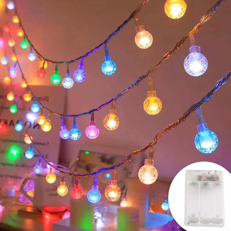 Battery Operated Star Ball/Crystal Ball LED String Lights 8 Modes Waterproof Fairy Lights for Outdoor Garden Patio Decoration
