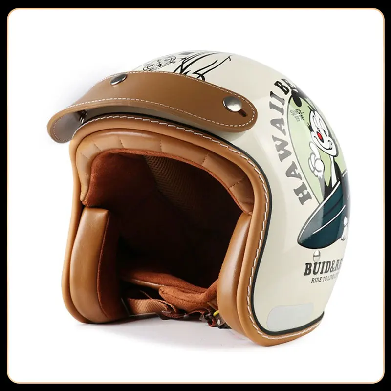 

Hot Selling Vintage Motorcycle Helmet Lightweight and Durable Men's Women's Outdoor Motorcycle Helmet 3/4 DOT Certified