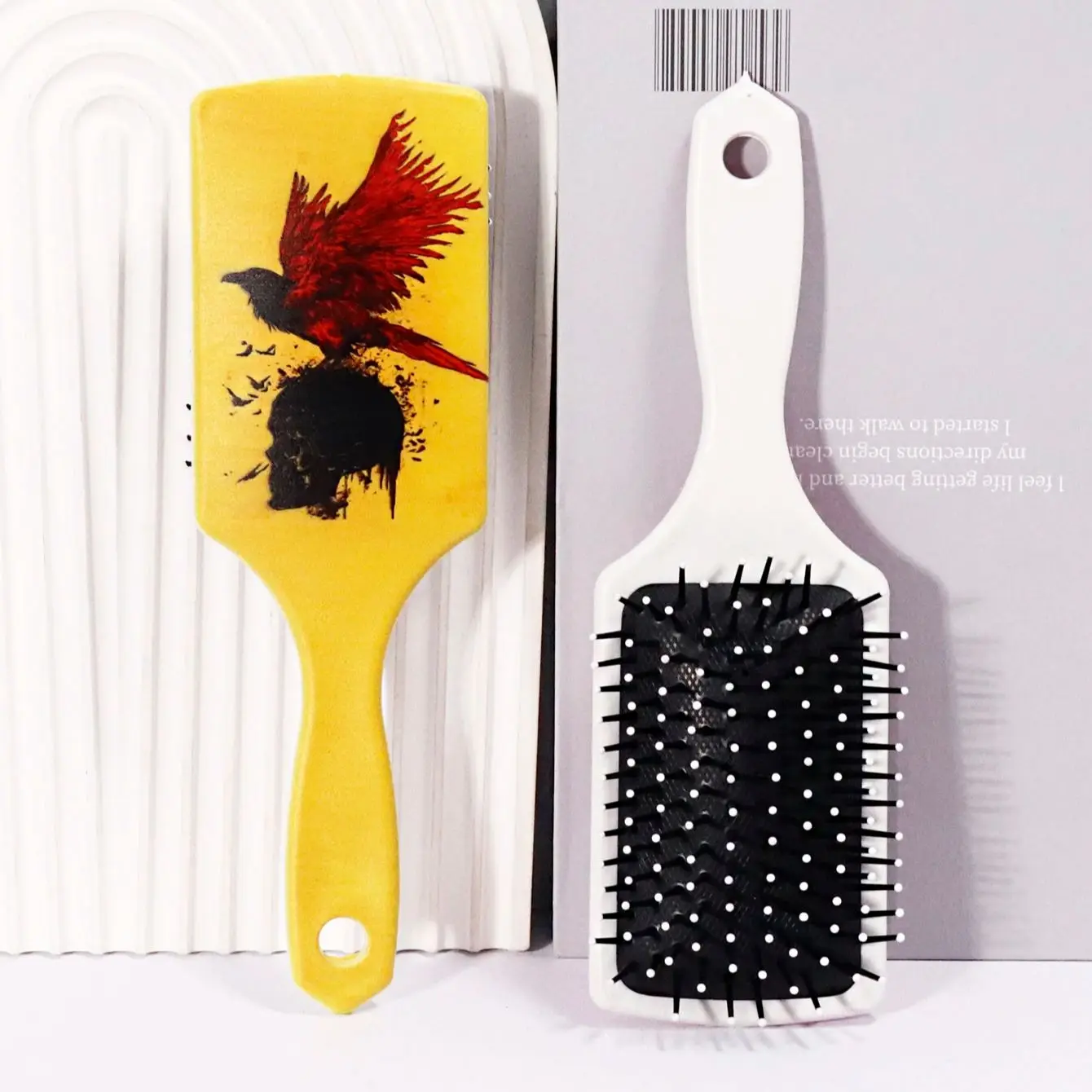 

Gothic Skull-Blood-Raven Pattern Hair Brush, Exfoliating and Massage Hair Brush, ABS handle Special for real hair wigs