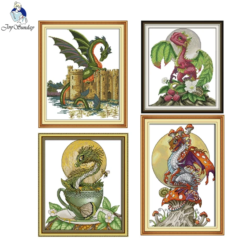 Cross Stitch Embroidery Kit Dinosaur Pattern Aida 16CT 14CT 11CT Counted Stamped Canvas DMC Thread DIY Needlework Craft Kits