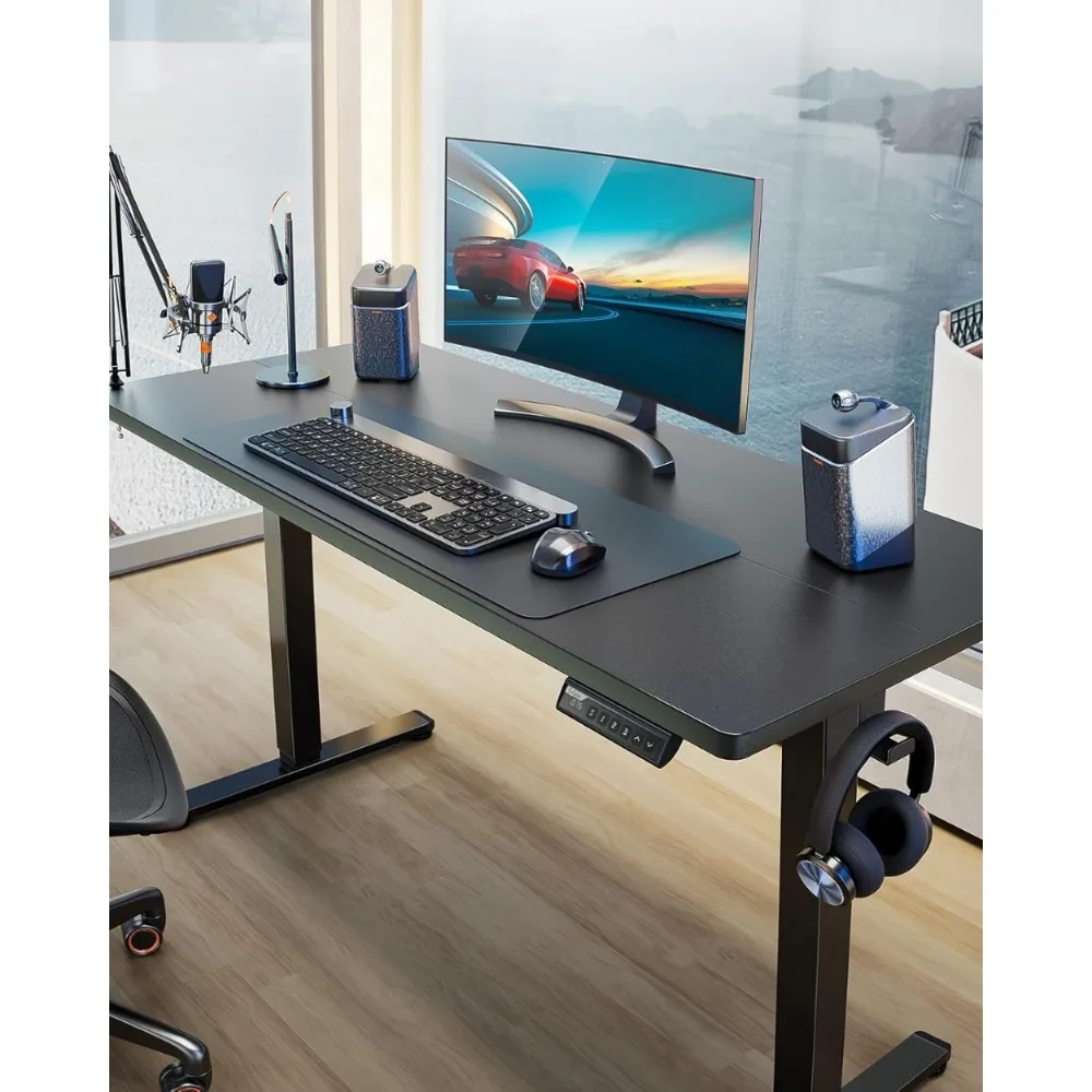 Altura ajustável mesa ereta elétrica, computador de memória Home Office Desk, Black Sit, 55x28 em