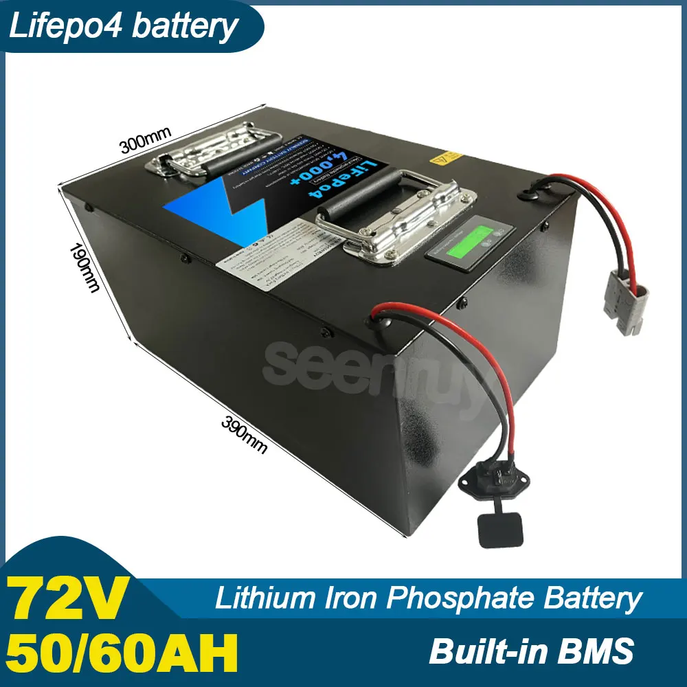 

72V 50AH 60Ah Lifepo4 With Charger Lithium Iron Phosphate Battery Perfect For Ebike Quadricycle Tricycle Motorcycle Scooter