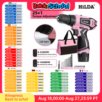 HILDA Electric Drill 12V Cordless Drill Electric Screwdriver Mini Wireless Power Driver DC Lithium-Ion Battery