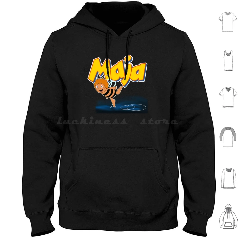 

Maja Толстовка с капюшоном из хлопка с длинным рукавом Maja Biene German 80s Vintage Cartoon Character Nostalgia