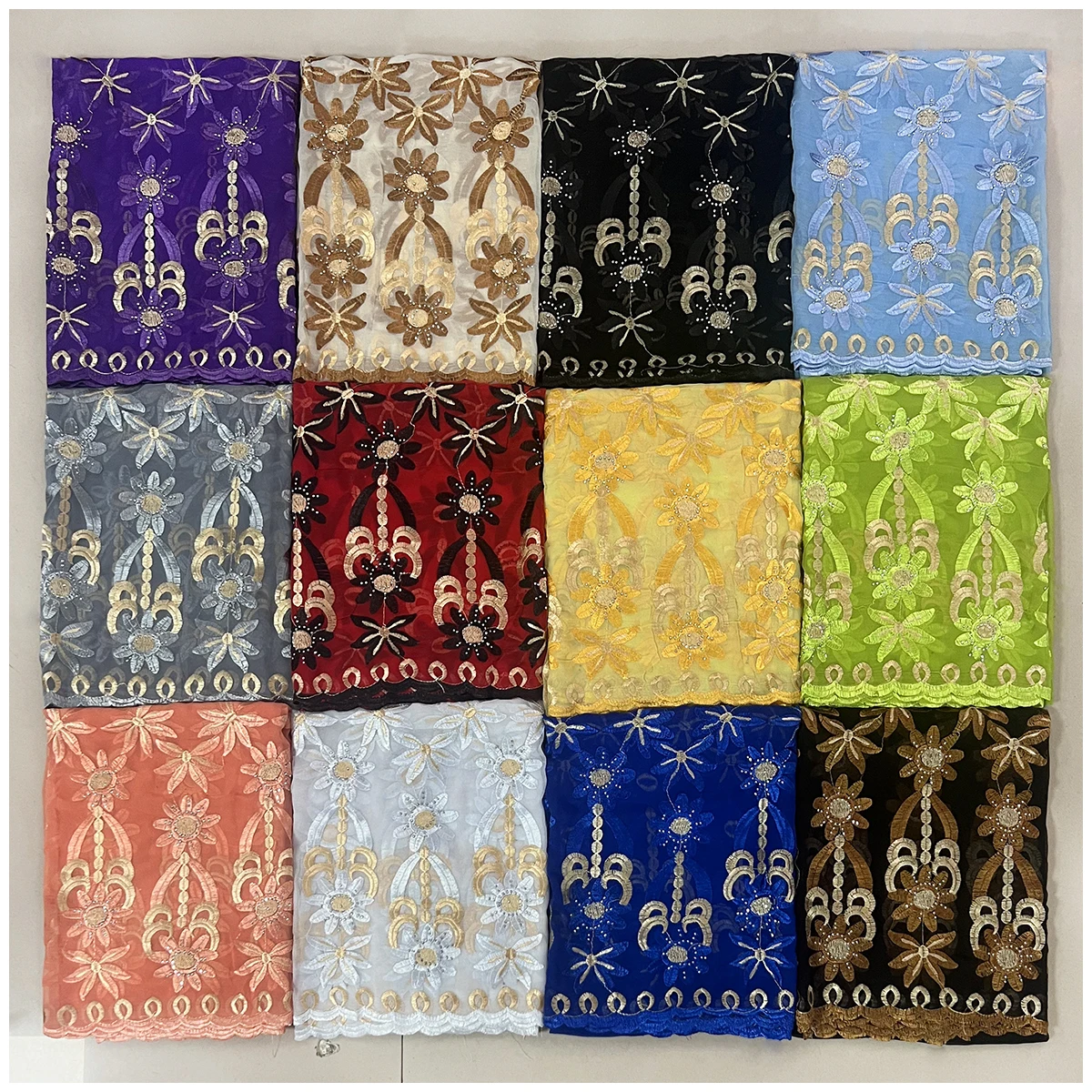 Wholesale 6/12 Pieces Dubai Scarf For Muslim Women African Chiffon Hijab Islam Hijab Pashmina Turban Headscarf Embroidery Shawls