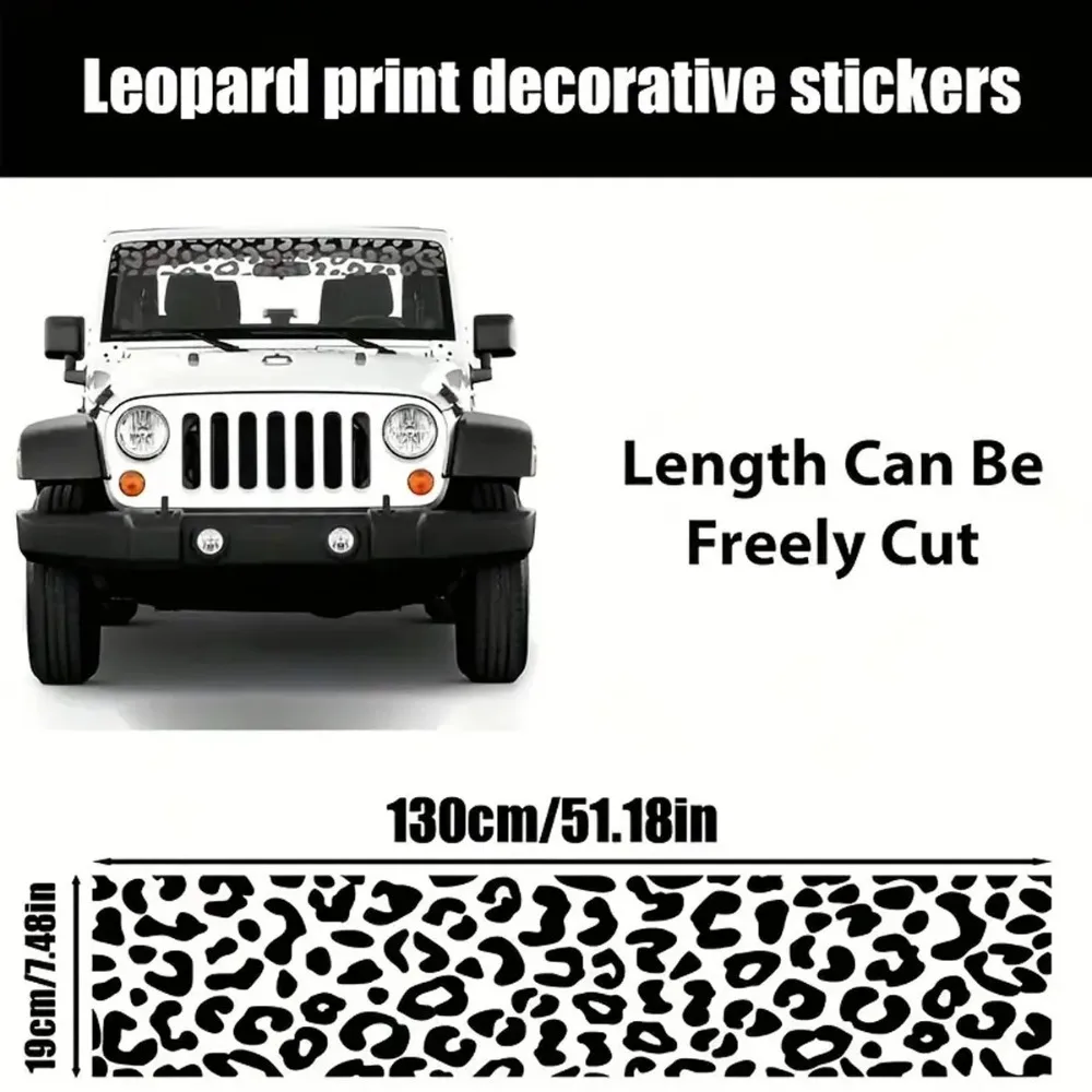 Car Front Windshield Leopard Print Sunshade Sticker Fashion Cheetah Pattern Decal Strip Leopard Print Car Sticker
