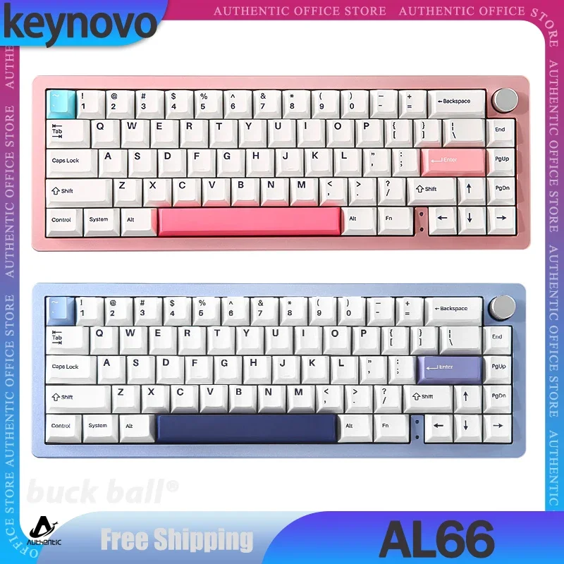 

Keynovo AL66 Mechanical Keyboard 3 Mode 2.4G Bluetooth Wireless Keyboard Hot Swap Rgb Backlight Keycaps PBT Gamer Keyboards Gift