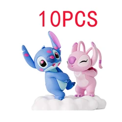 Genuine Disney Stitch Angel Couple Kissing Model Doll Desktop Display Figurine Ornaments Valentine's Day Toy Christmas Gift