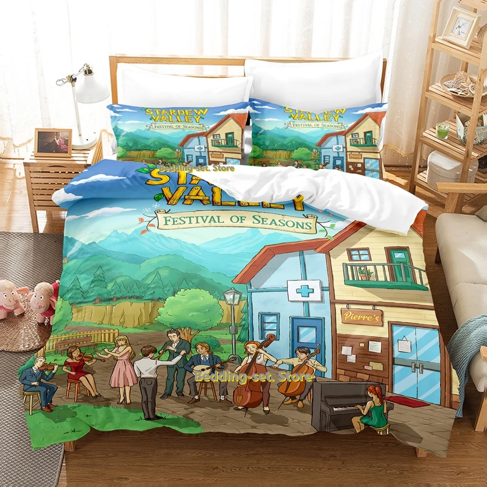 

Stardew Valley Bedding Set Single Twin Full Queen King Size Bed Set Adult Kid Bedroom Duvetcover Sets 3D Anime Bed Sheet Set