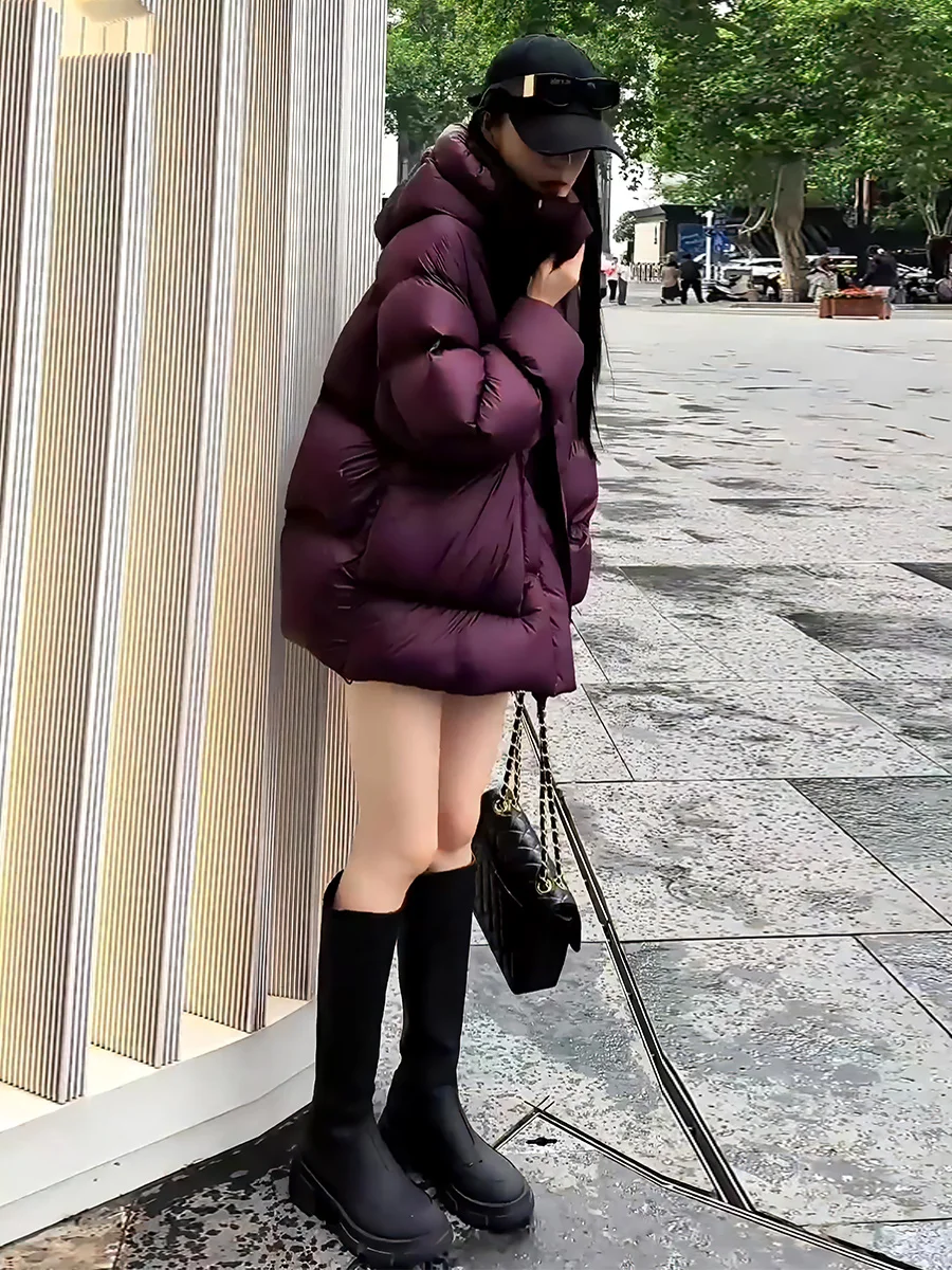 Feminino Thiened com capuz Du down Jaet quente aconchegante inverno Outerwear Cloudlike Puffin Sli Trendy White Du Feather