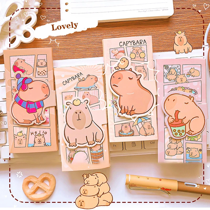 Mini Notebook Portátil Kawaii, Pequeno Bloco de Notas, Notas Diárias, Capivara Mão Livro de Contas, Papelaria Bonito, Escritório e Material Escolar