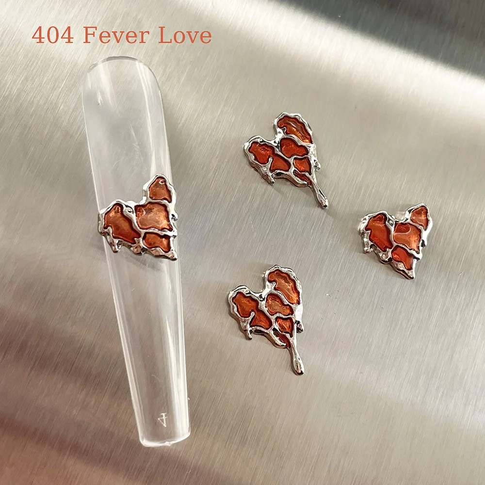 -Fever Love- Y2K Hottie Sweetie Charm Chrome Silver Irregular Caramel Block Alloy Lava Metal Droplet Nail Art 3D Accessories 404