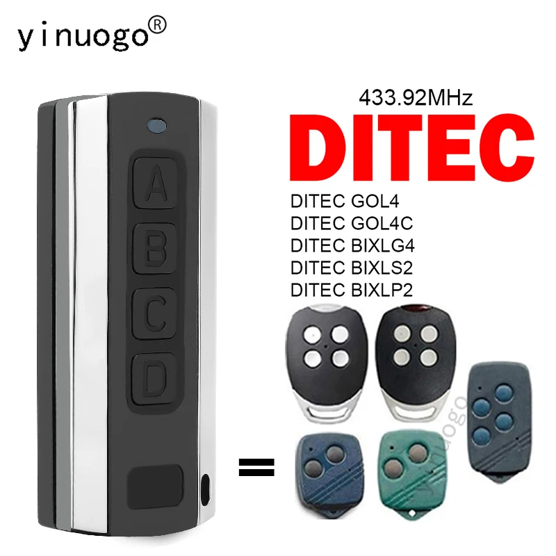

For Clone DITEC Remote Control DITEC GOL4 GOL4C BIXLG4 BIXLS2 BIXLP2 Garage Door Remote Control 433.92MHz Electric Door Opener